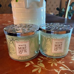 Lot of (2) Brand New Bath & Body Works 3-Wick Candles in White Mint Latte